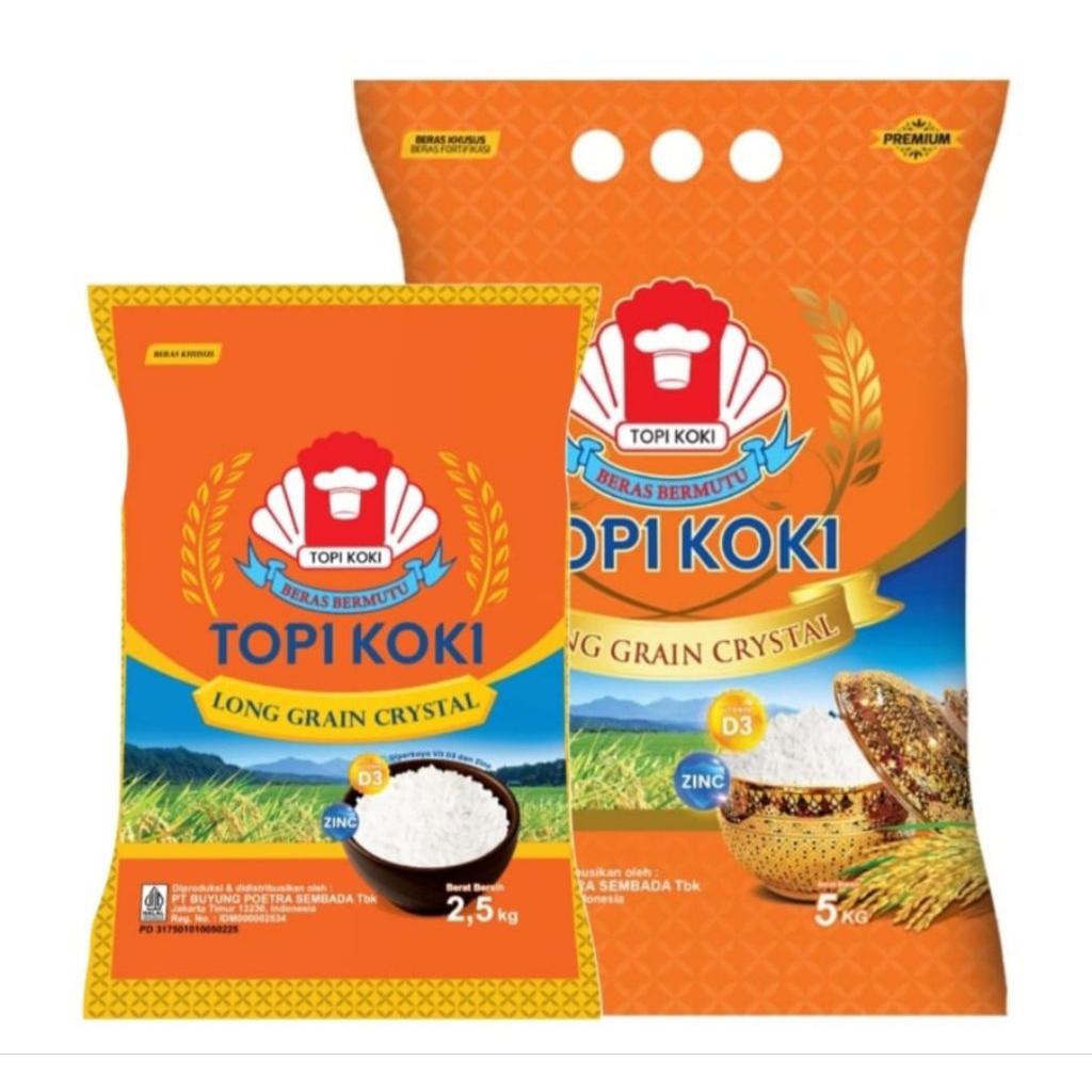 

Topi Koki Long Grain Beras Premium Bulir Panjang Kristal 2.5/5 kg