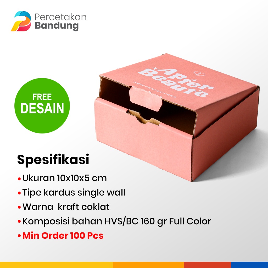 

Box Custom Cetak Dus Corrugated 10x10x5 cm min 100 pcs FULL COLOR Free Desain | Kustom Box Kemasan