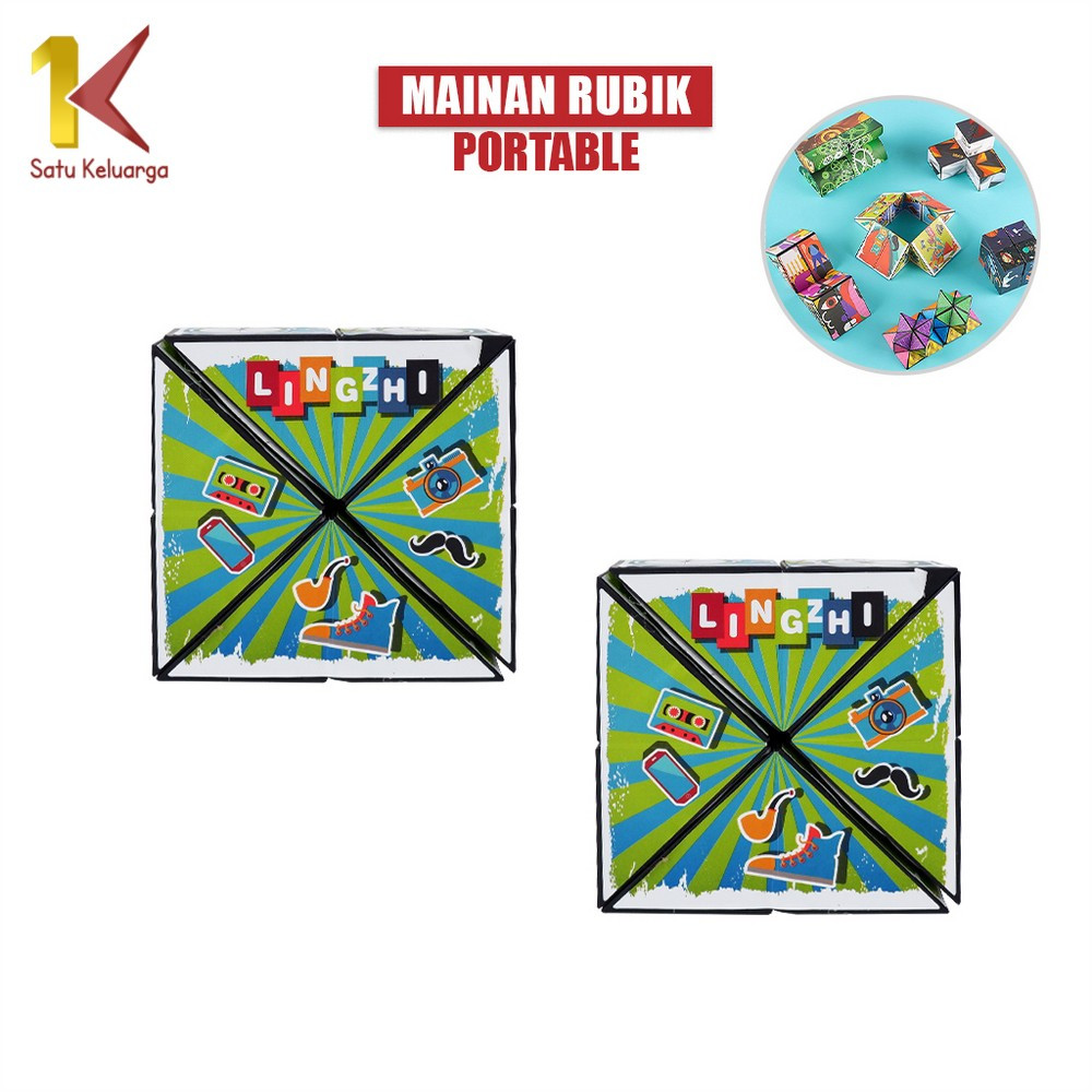 Satu Keluarga Mainan Edukasi Anak Rubik Geometri 3D Magnetic M343 Magic Rubik 3D Motif Hand Flip Puz
