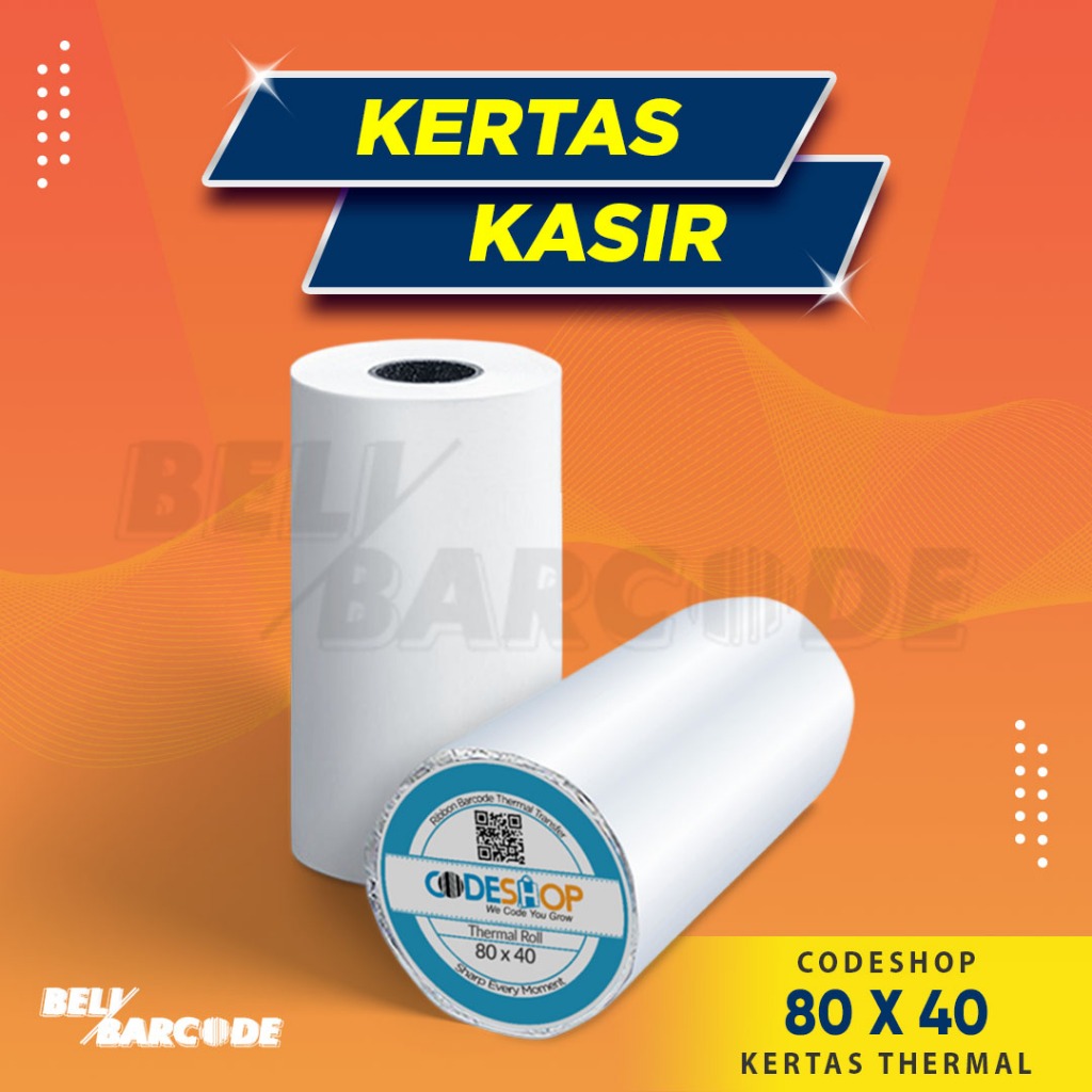 

Kertas Thermal Codeshop 80 x 40 mm Cetak Struk Kasir Printer 80mm