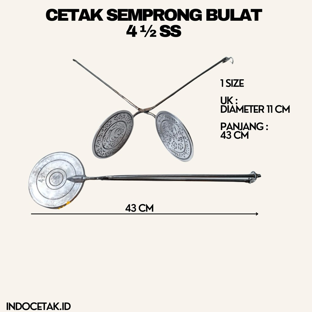 Cetakan Kue Semprong Bulat SS 4 ½  Aluminium Cor Gagang Besi / Cetakan Semprong Kering / Cetakan Kue