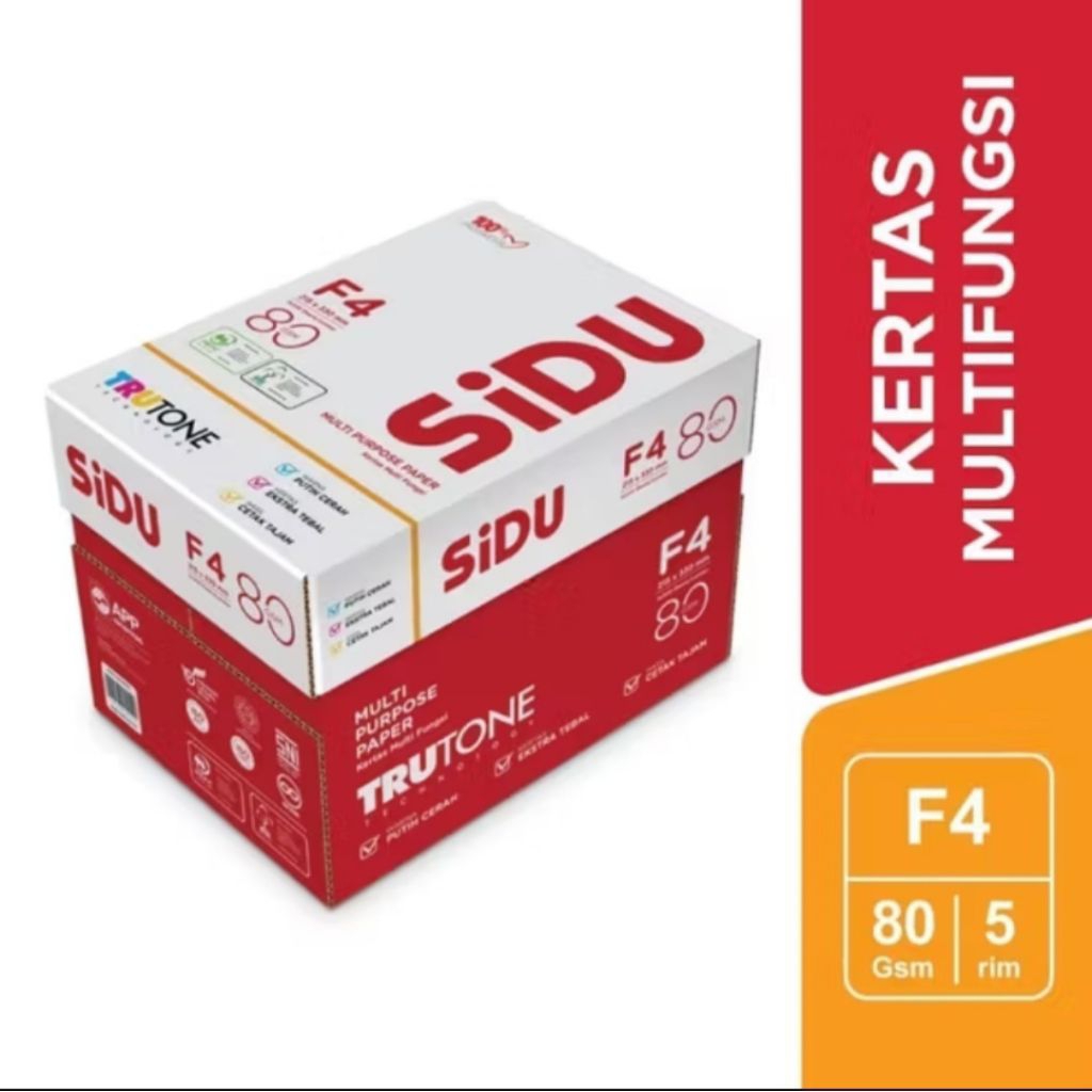 

Kertas HVS F4 Folio 80 Gram Sidu 1 Box ( 5Rim )