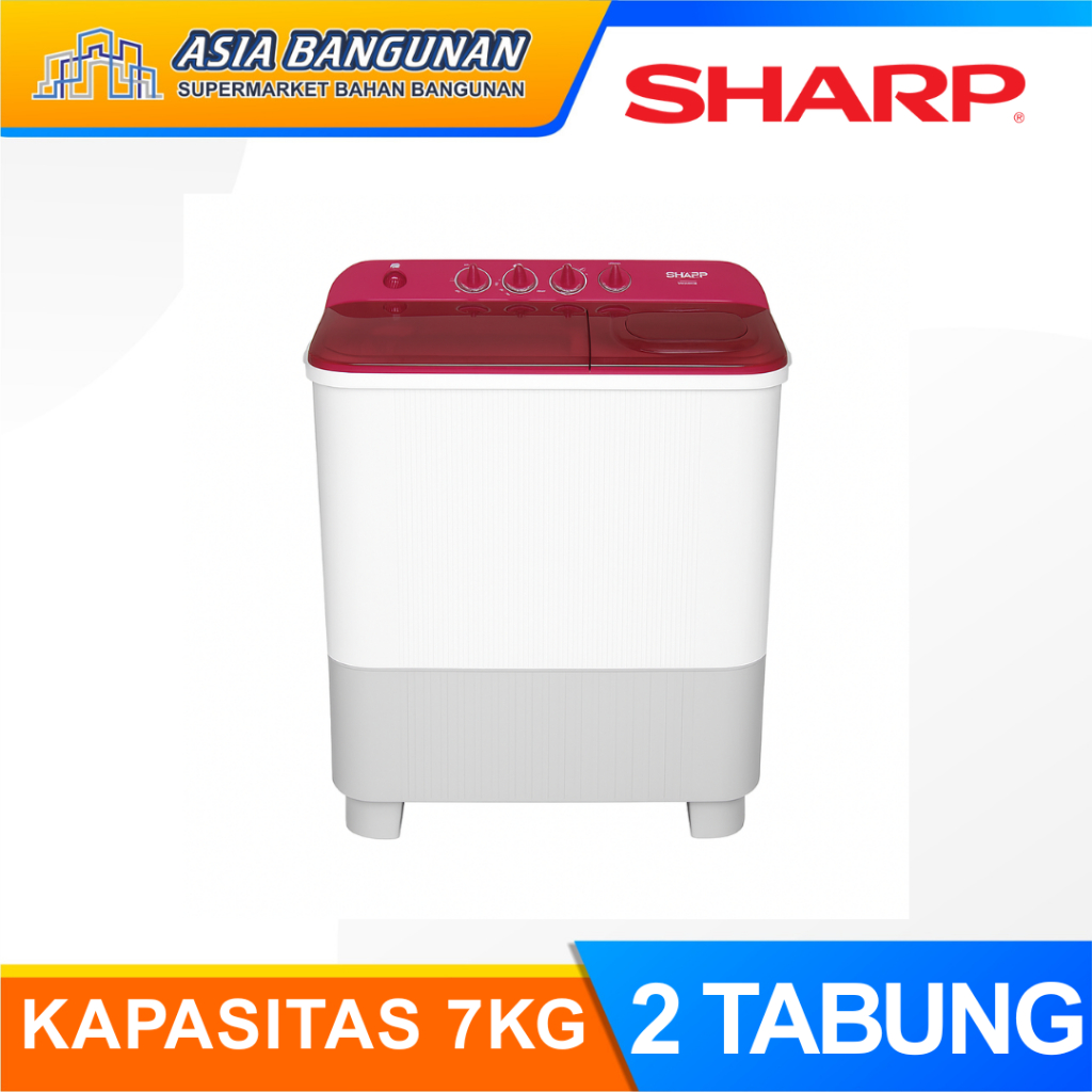Sharp Mesin Cuci 2 Tabung ES-T75NT Pink 7Kg