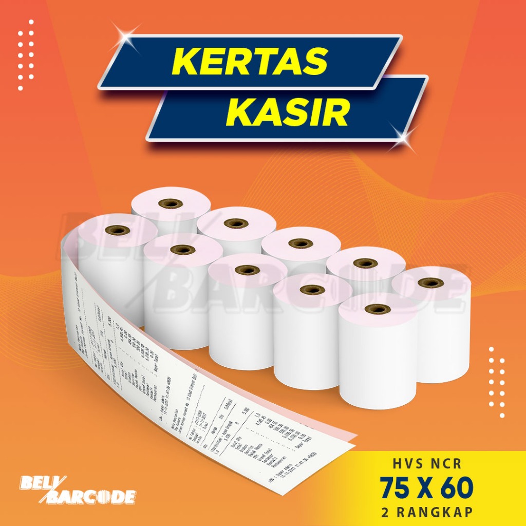 

Kertas Struk Kasir HVS NCR 75 x 60 mm 2PLY Paper Dot Matrix Printer