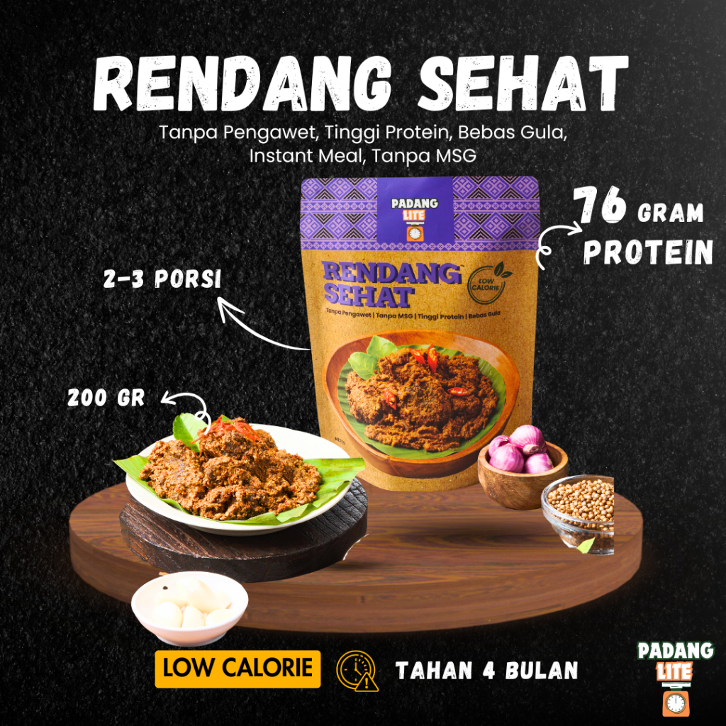 

Rendang Daging Sapi Sehat Rendah Kalori Bebas Gula - Rendang Siap Saji Padang Lite 200gr