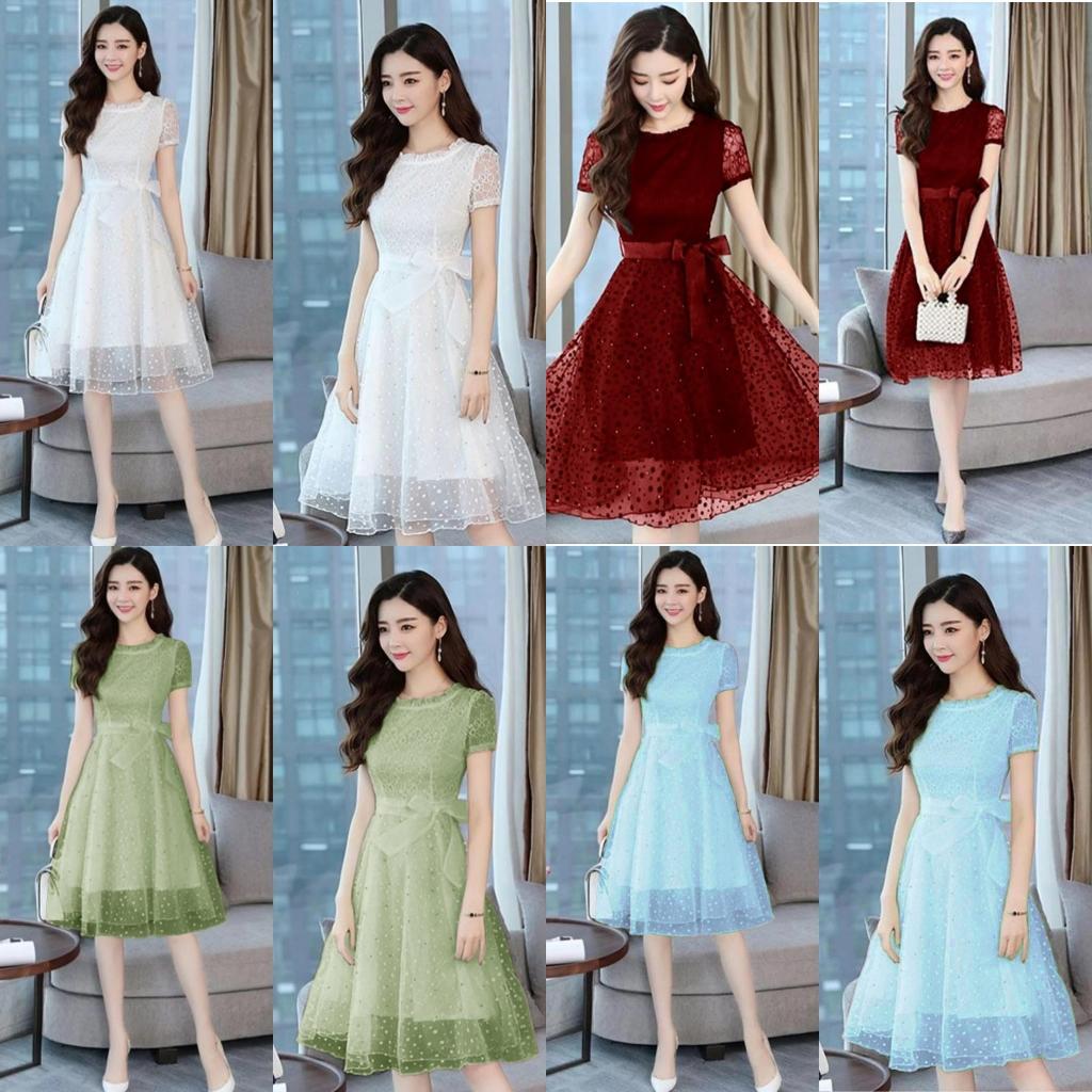 Dres Elegan Dress Pesta Wanita Korea Style  Dres Natalia Premium Dress Cantik Elegan  Dres Lengan Pe