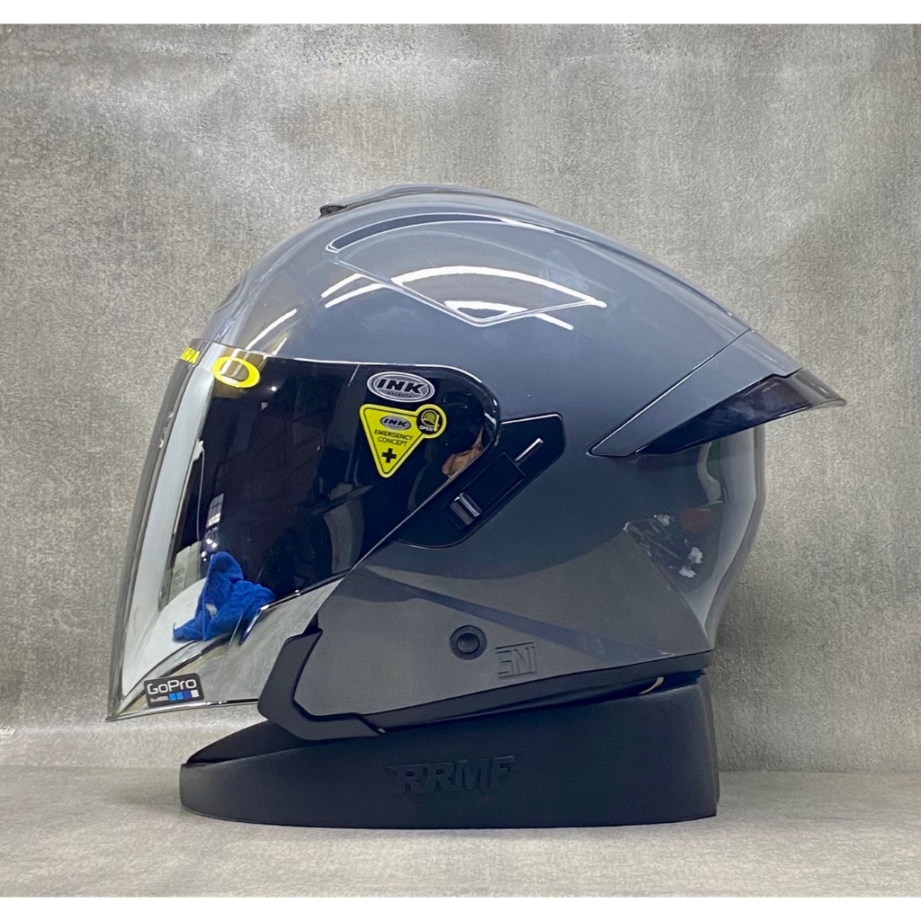 Helm INK TERRA 2 Grey Glossy II Helm Half Face Original Premium SNI Free Spoiler Paket Ganteng (COD)