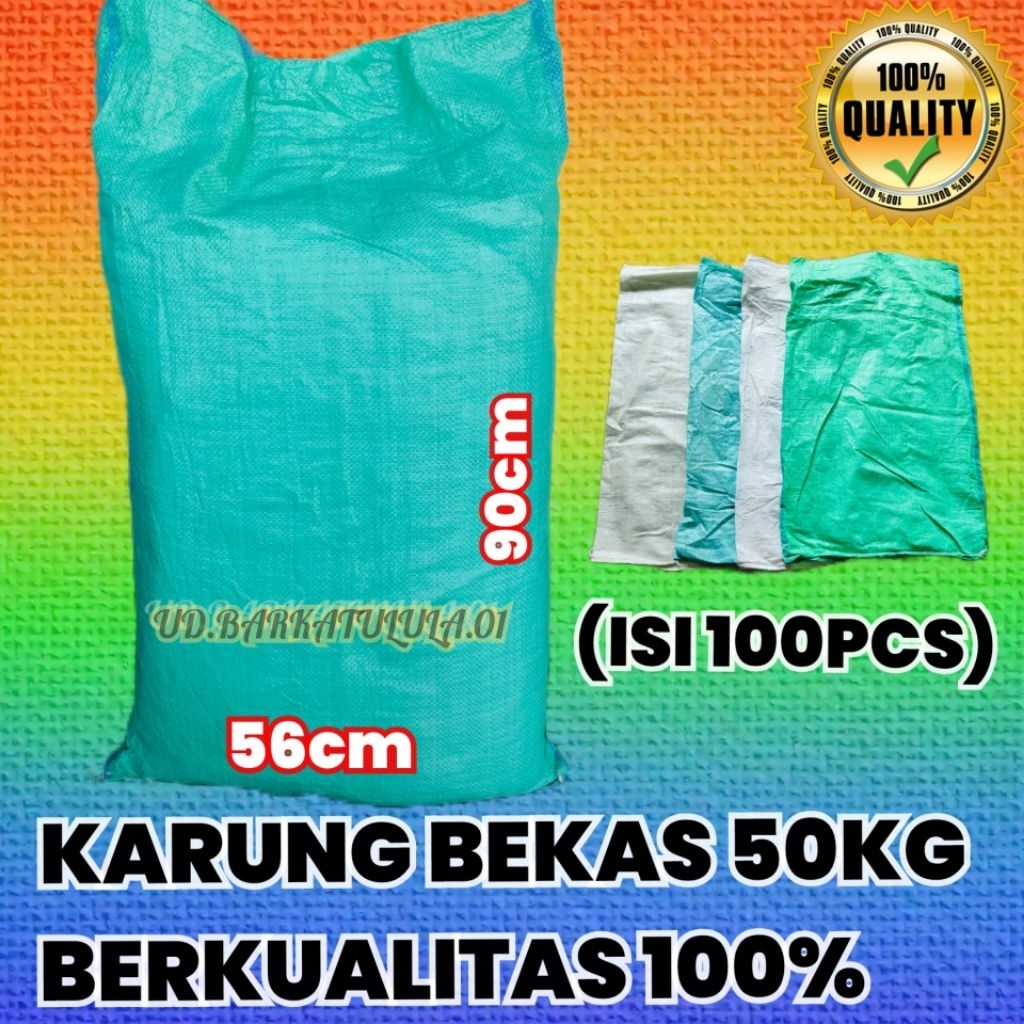 ISI 100PCS | KARUNG PLASTIK BEKAS UK.56X90CM | KARUNG 50KG