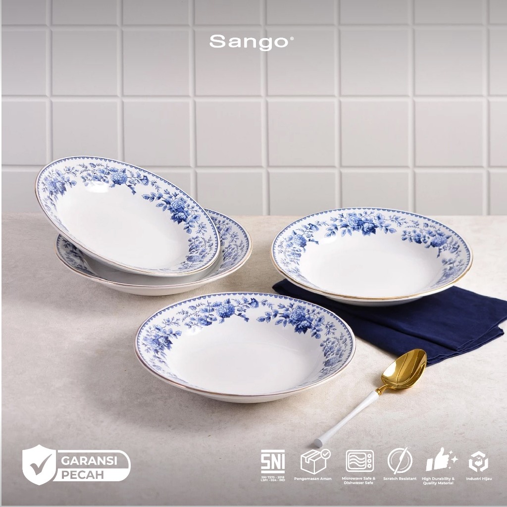 Sango Piring Makan Harian 8 inch, 9 inch | Serving Dish Dinner Plate Saji Polos Premium Estetik SNI