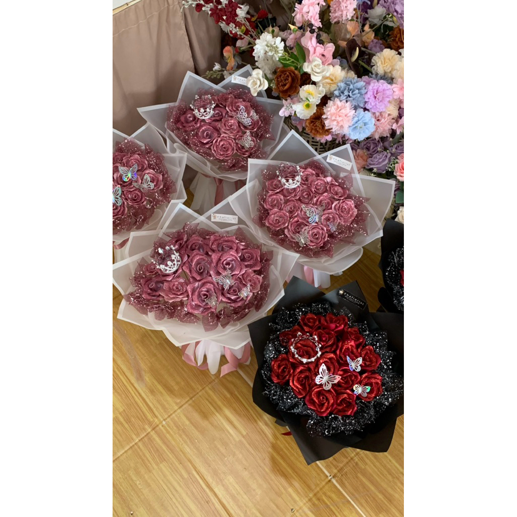 

Buket Pita satin // wisuda // ulangtahun // Wedding // Lamra a