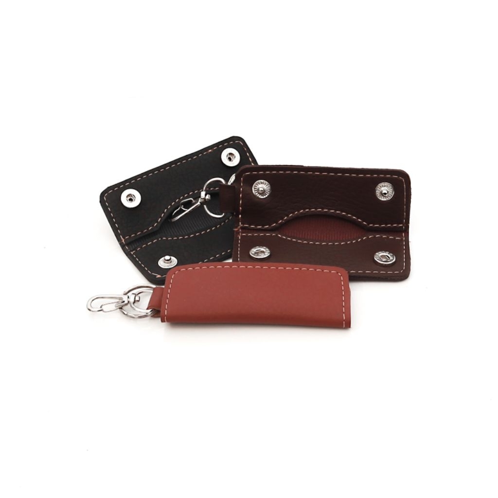 Dompet / Gantungan Kunci Mobil Motor Lipat 2 Penyimpanan Dokumen ( STNK ) Kendaraan - Hitam, Coklat 