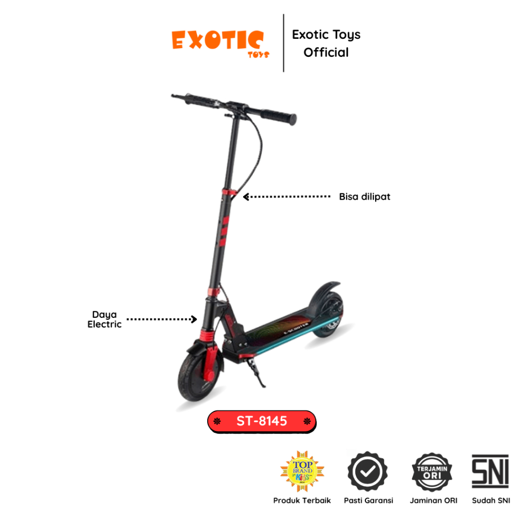 Exotic Toys Skuter Lipat Listrik Remaja dan Dewasa Rechargeable ST-8145 (Bahan Alloy)