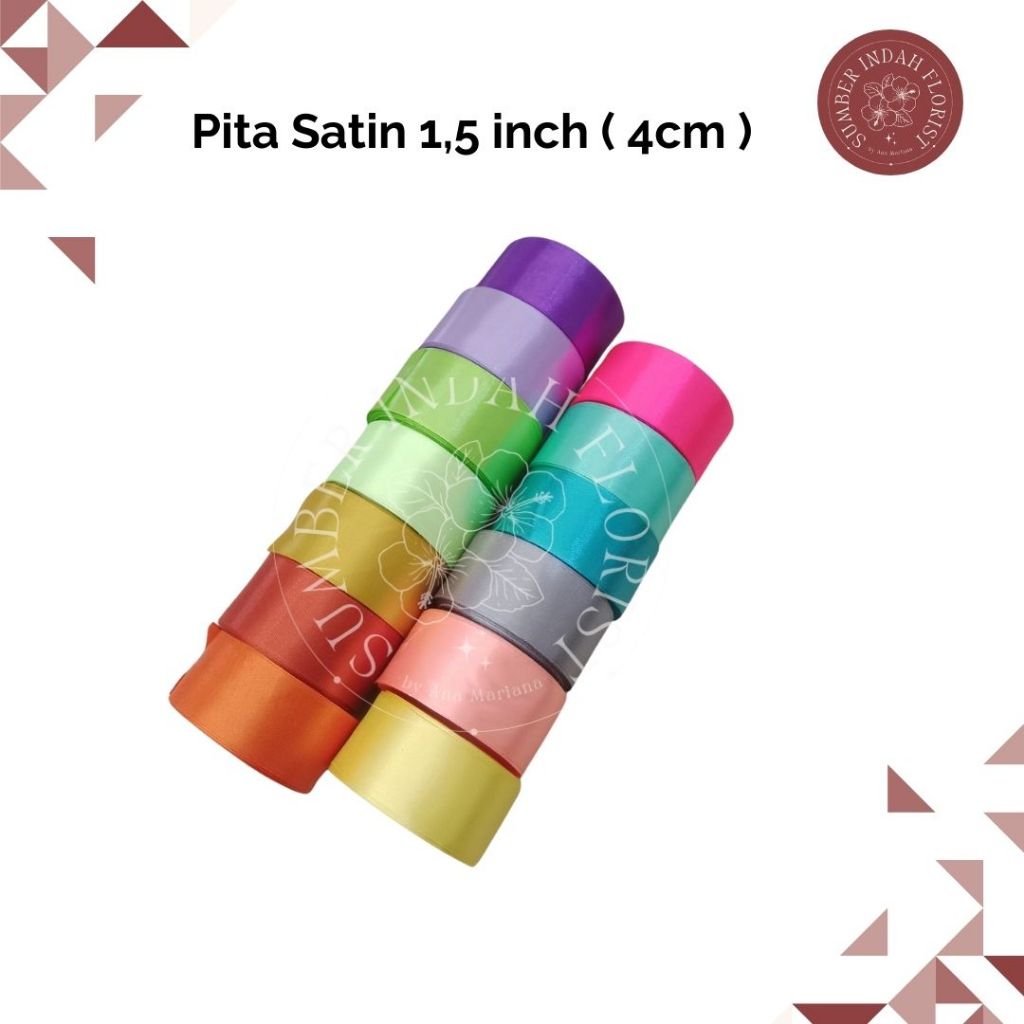 

Pita Satin 1,5 INCH 4 cm isi 20 Yard Per Roll untuk Buket Kado Hampres | pita satin 4cm murah