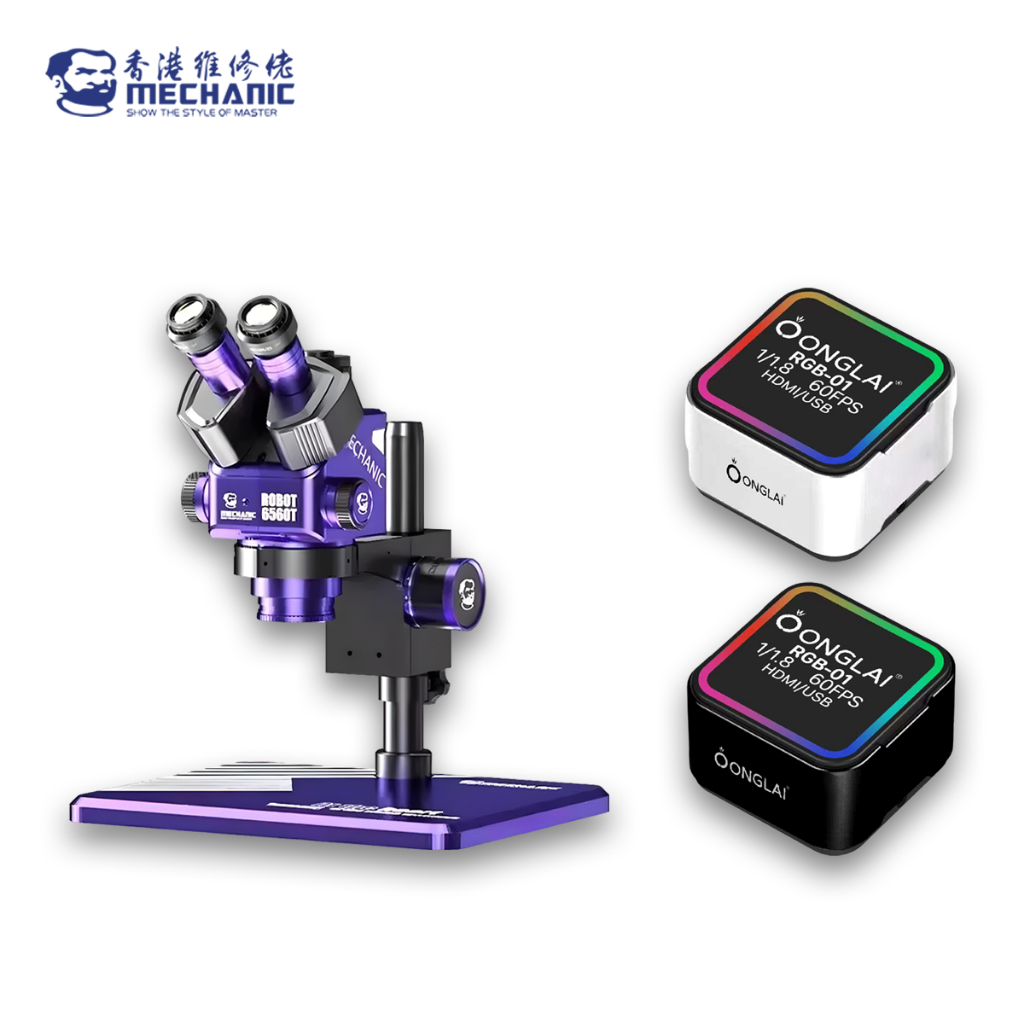 MICROSCOPE STEREO MECHANIC ROBOT 6560T-B11 TRINOCULAR + KAMERA MICROSCOPE ONGLAI RGB-01 WHITE / BLAC