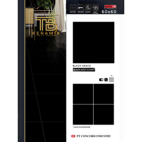Granit 60x60 Concord BLACK GRACE | Glazed Polished