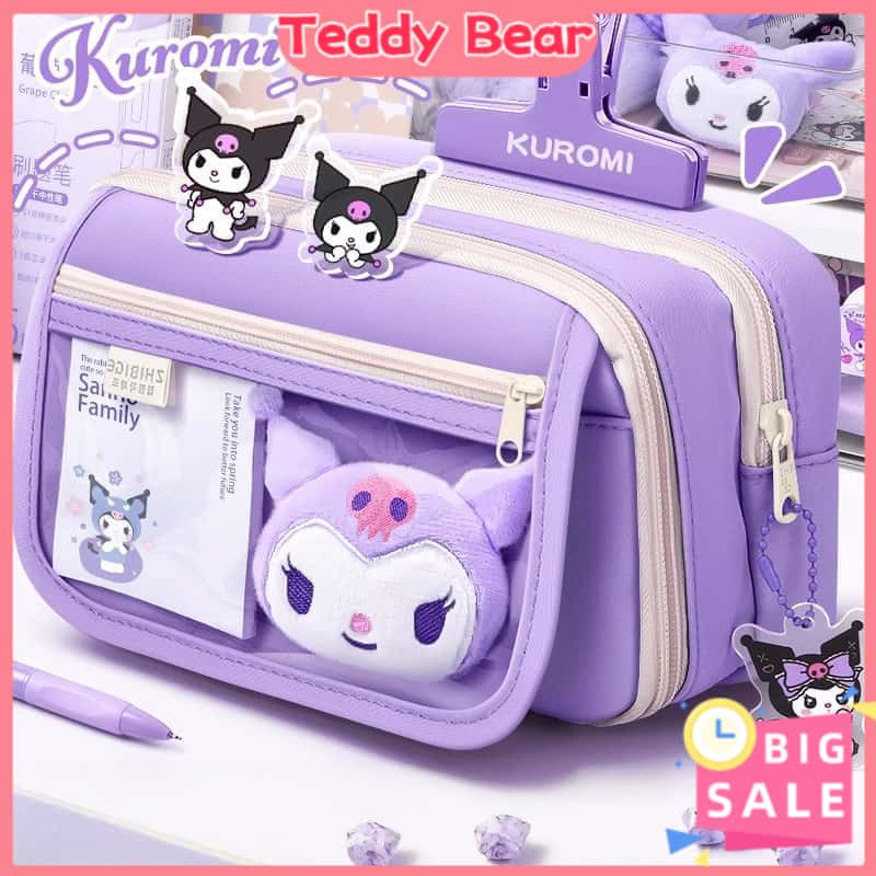 

READY Kuromi Tas Tempat Pencil Tas Pensil Kapasitas Besar Tempat Transparan Ungu Multifungsi