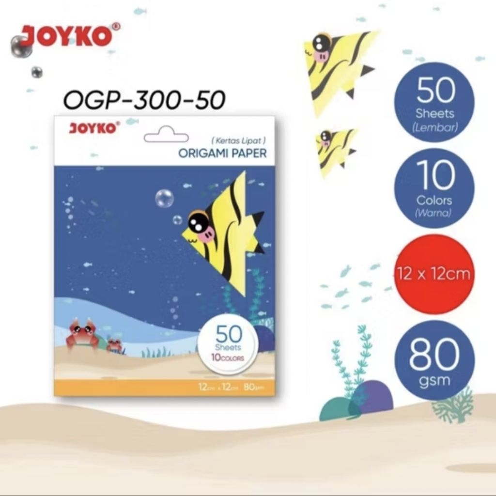 

Kertas Origami Bolak Balik Joyko Ukuran 12x12 isi 50 Lembar