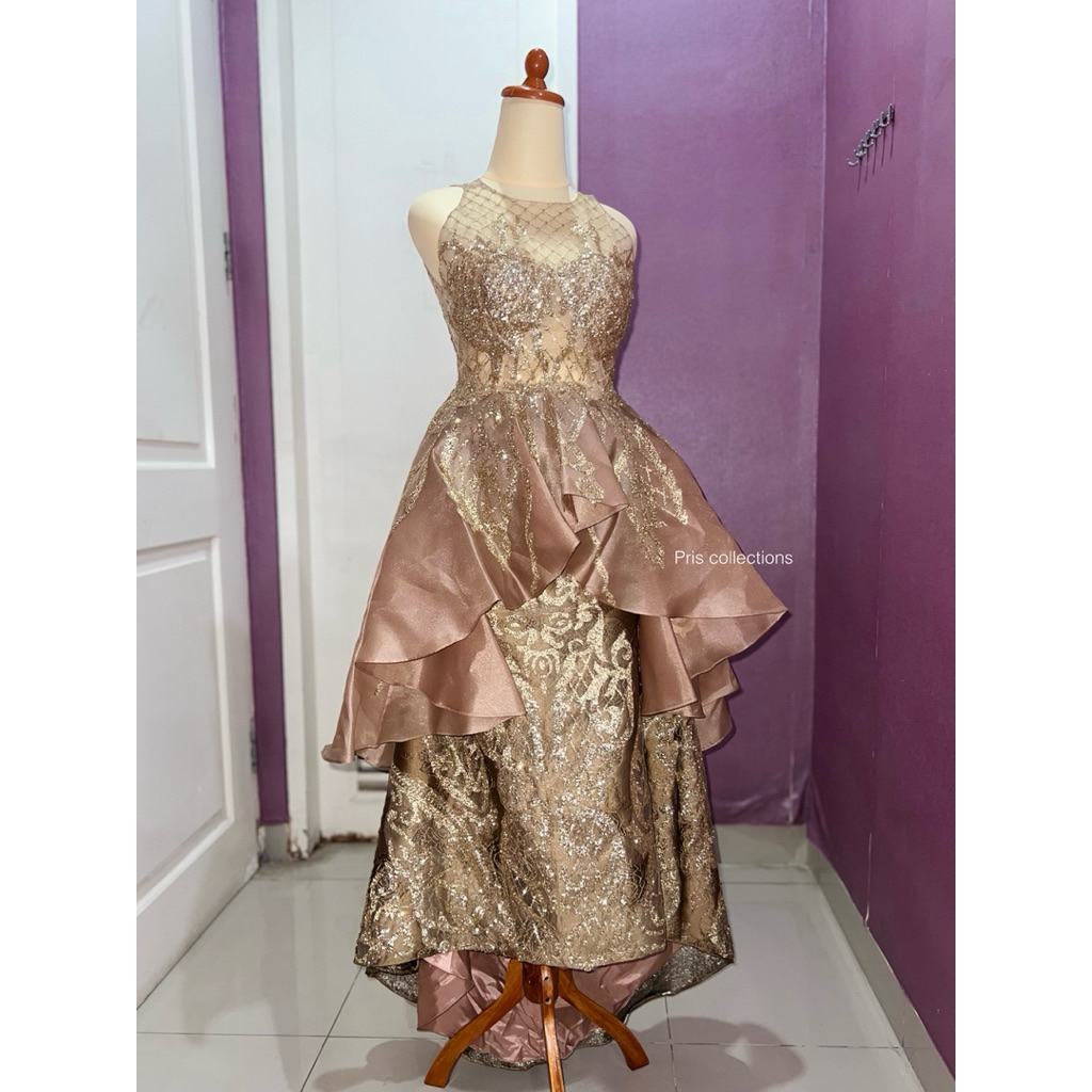 Gaun Pesta Gold / Evening Gown Gold / Gaun Pesta Glitter / Evening Gown Glitter / Preloved