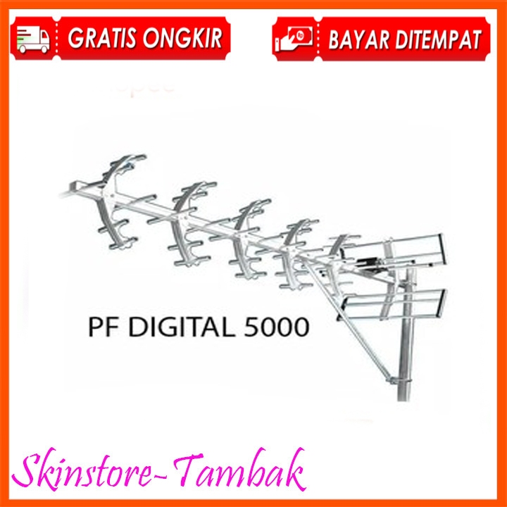 Paket Lengkap Free Kabel 18 Meter Antena TV Digital / Analog PF Digital 5000 Outdor Antena Luar