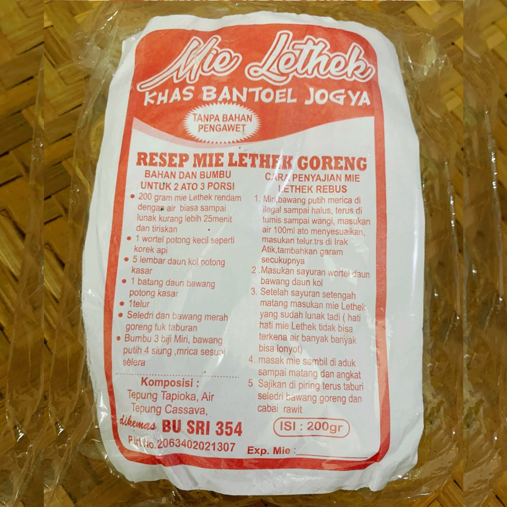 Mie Lethek Gluten Free Khas Bantul Jogja Mie Letek Organik 200 gram