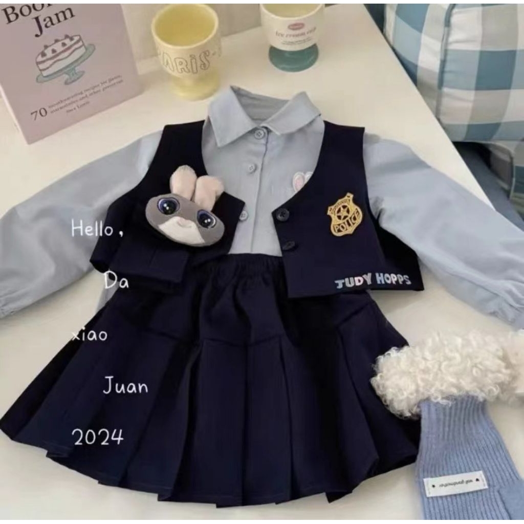 E150 SET VEST UNIFORM ZOOTOPIA /SETELAN ANAK ZOOTOPIA JUDY HOPPS/SETELAN ANAK MODEL SERAGAM