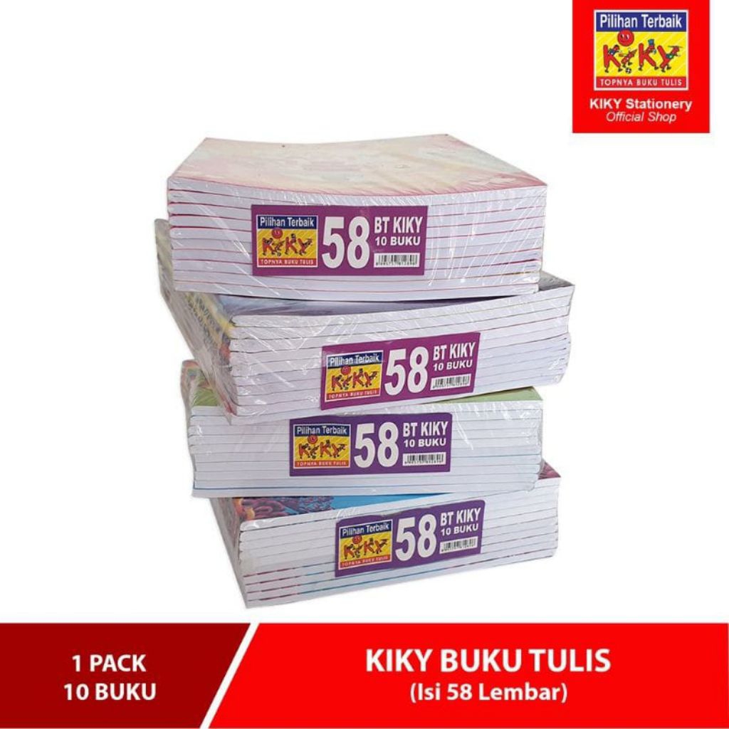 

Buku Tulis Kiky 58 lembar ( 1 pack isi 10 buku )