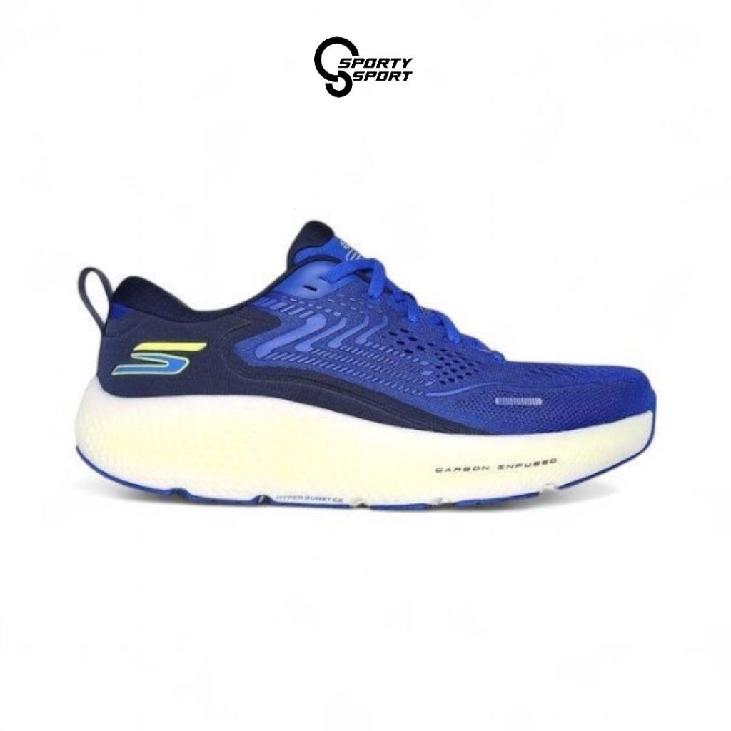 SEPATU LARI PRIA SKECHERS GO RUN MAX ROAD 6 CARBON INFUSED PLATE (246078 NVBL)