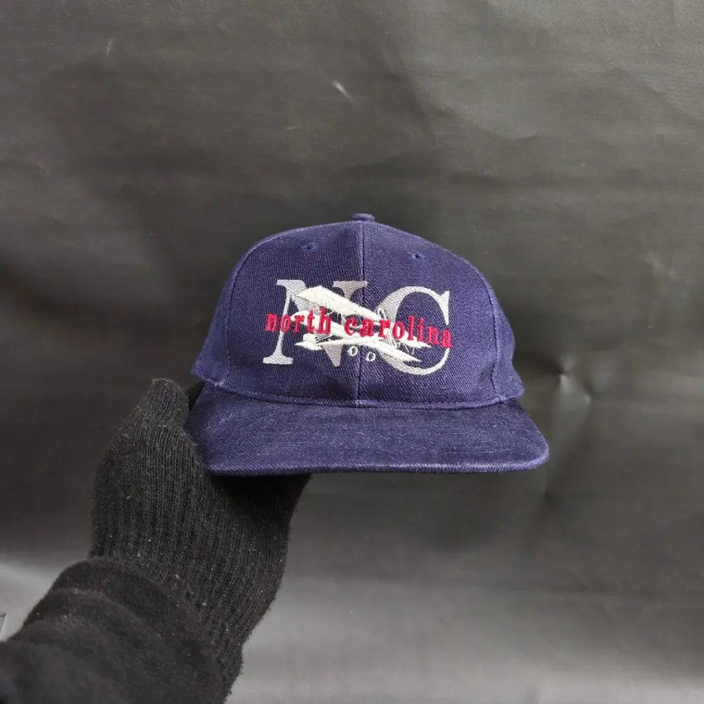 Topi Vintage Snapback Unisex Pria Wanita NORTH CAROLINA Navy