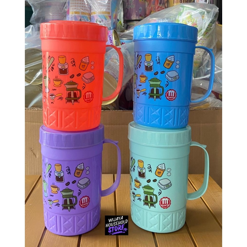 Gelas Mug Tutup / Mug Plastik / Gelas Plastik Tinggi / Mug Gelas Tutup Ulir