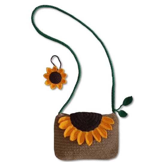 Tas Selempang Wanita Rajut Motif Bunga Matahari | Tas Wanita Cantik Unik Rajutan Premium