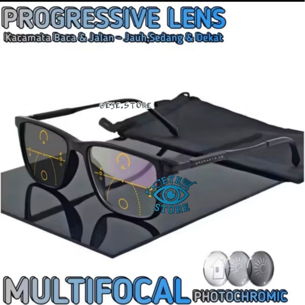 BACA PLUS PROGRESIF KACAMATA BACA PLUS PROGRESIF LENSA PHOTOCHROMIC FREAM 0195 PROGRESIF LENSA JAUH 