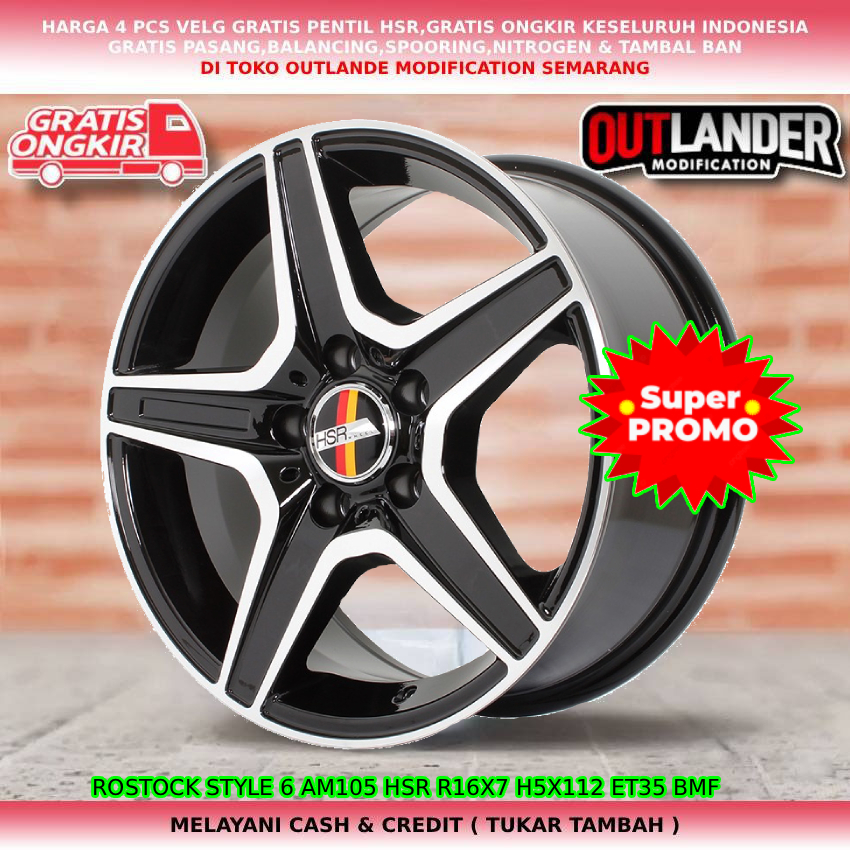 Velg racing hsr ring16 untuk mobil Passat Scirocco Tiguan Chairman mercy dll hsr rostock style R16