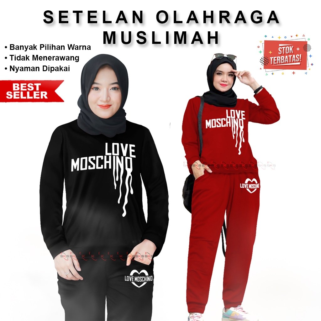 Setelan Olahraga Wanita Muslimah Set Training Senam Nyaman Premium Ringan Tidak Menerawang Gratis On
