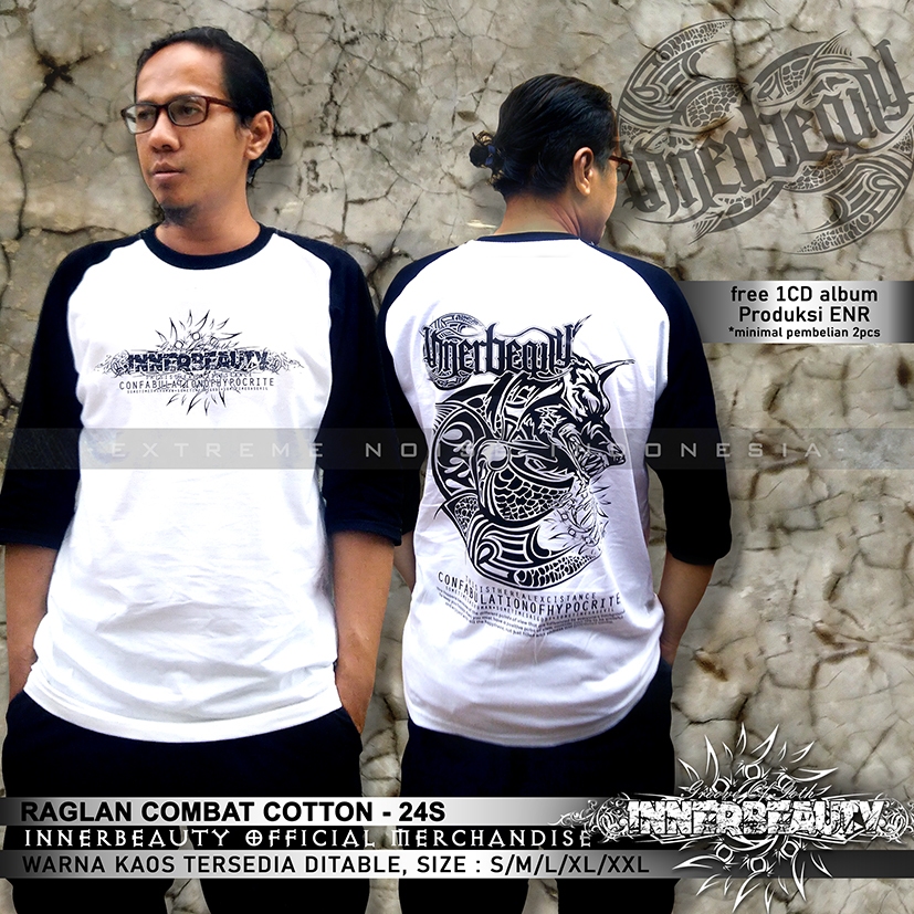 Kaos INNERBEAUTY Raglan Minimalis design #kaosband #kaosmetal #kaosgothic