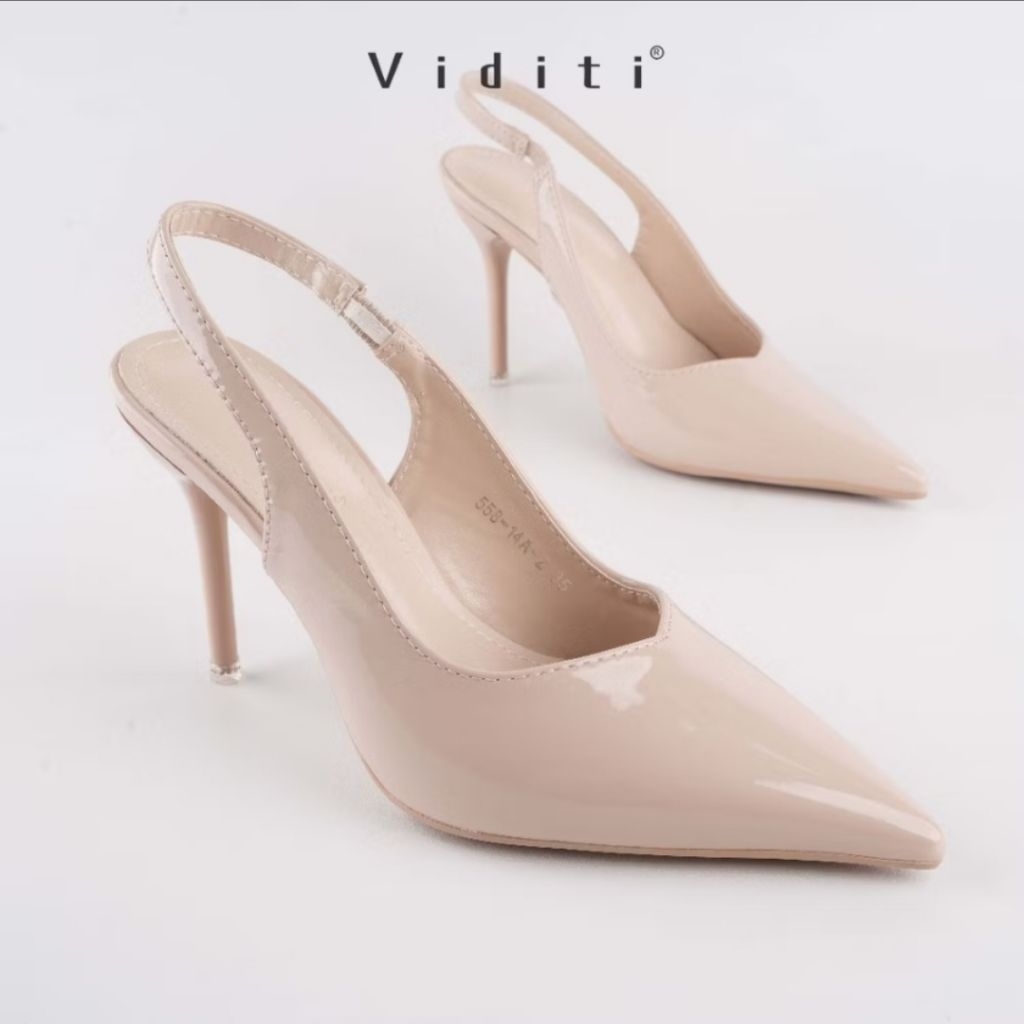 [PRELOVED] High heels 9 cm glossy, hak tinggi, sling back heel cantik like new