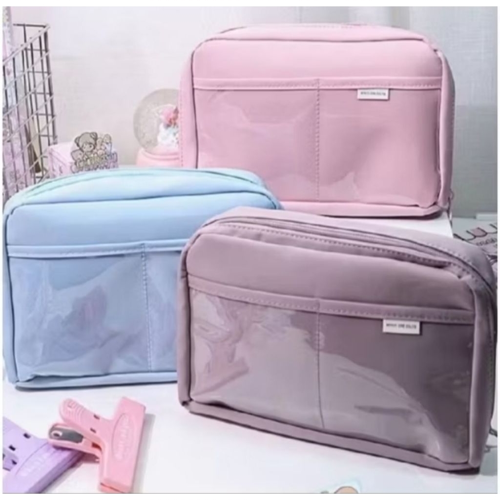 

Tempat Pensil 12 Sekat Kotak Pensil Model Polos Bahan Kanvas Nylon Ukuran Jumbo Pouch