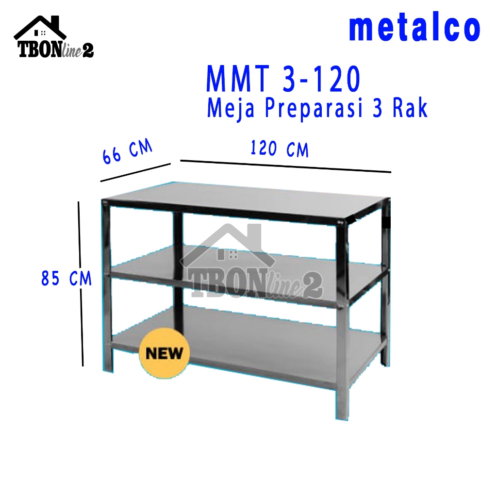 MEJA DAPUR STAINLESS RAK DAPUR STAINLESS MEJA STAINLESS STEEL PORTABLE KNOCKDOWN 3 RAK - METALCO MMT