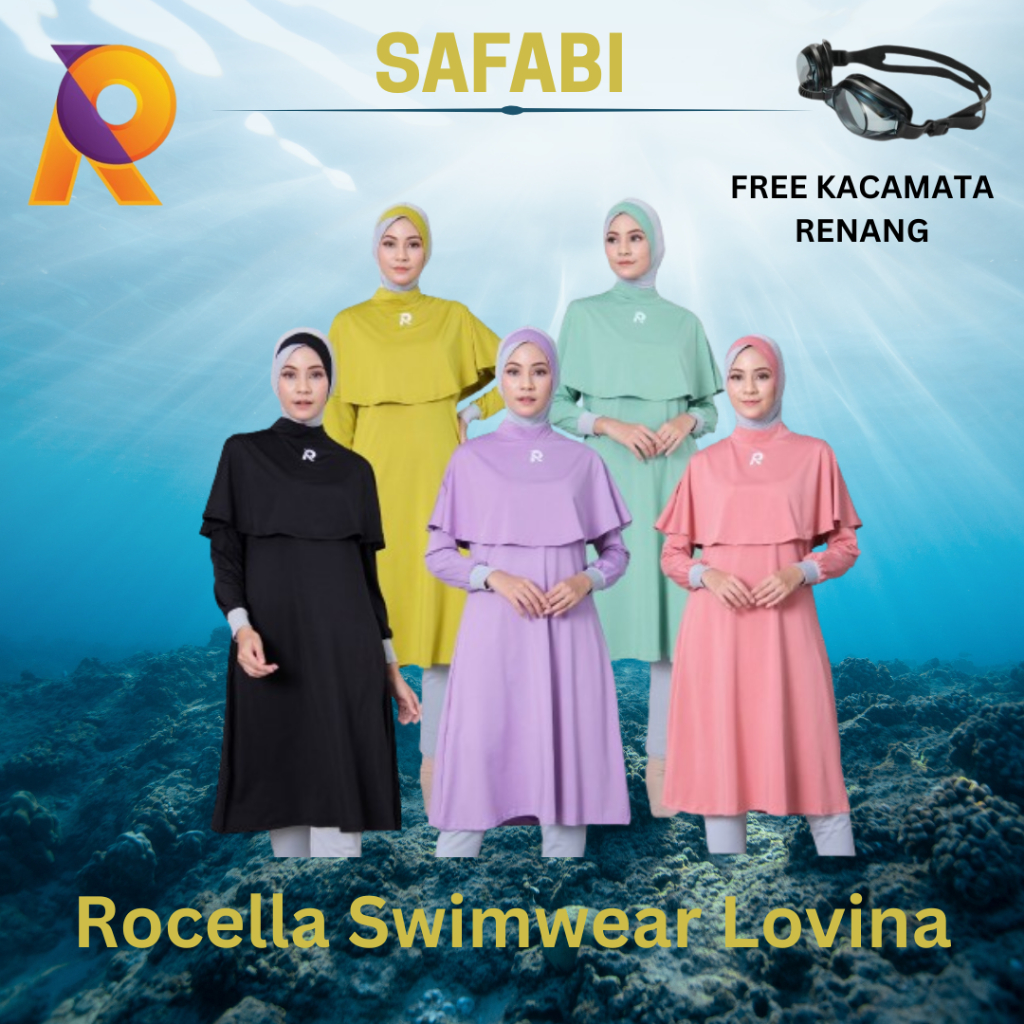 GRATIS KACAMATA RENANG ROCELLA SWIMWEAR LOVINA BAJU RENANG MUSLIMAH WANITA SYARI  SWIMWEAR MUSLIMAH 