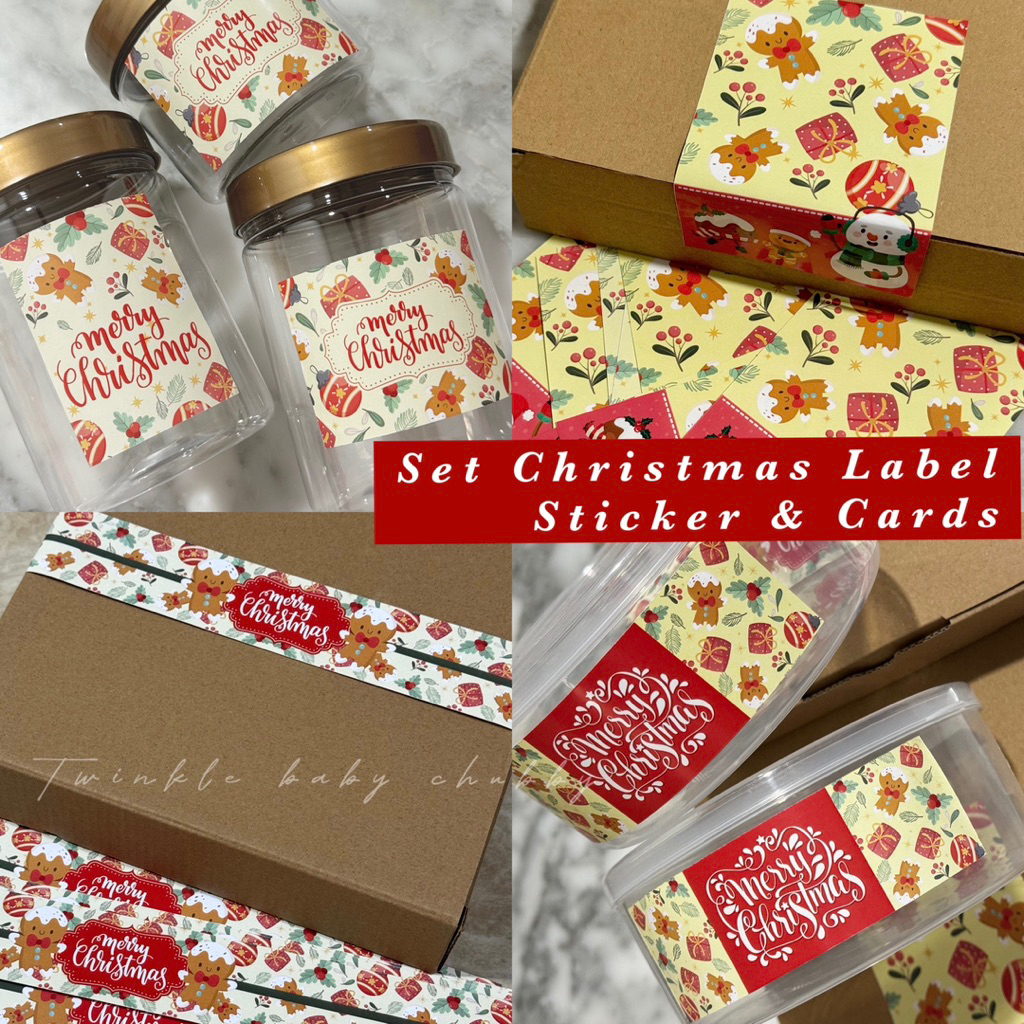 

STIKER LABEL NATAL SET STICKER CHRISTMAS HAMPERS HADIAH KADO KARTU UCAPAN HANG TAG SANTA CLAUS PAPER BELT SNOWMAN LUCU BLANK CARD CARDS TOPLES DUS