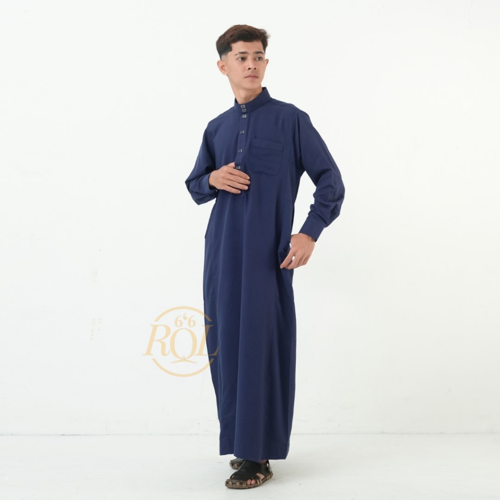 Raqilla - Jubah KAREEM Biru Dongker Baju Gamis Anak Tanggung Remaja Laki laki usia 12 - 17 Tahun Bah