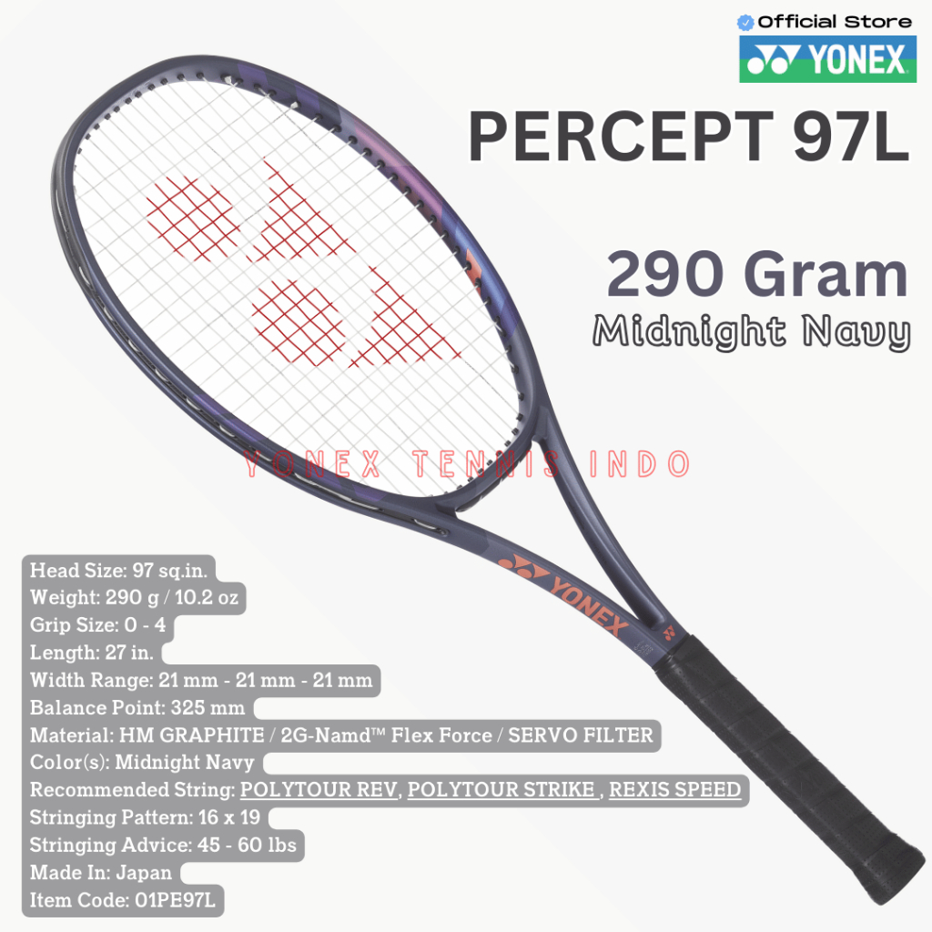 Yonex PERCEPT 97L - 290 gram Midnight Navy - racket tennis
