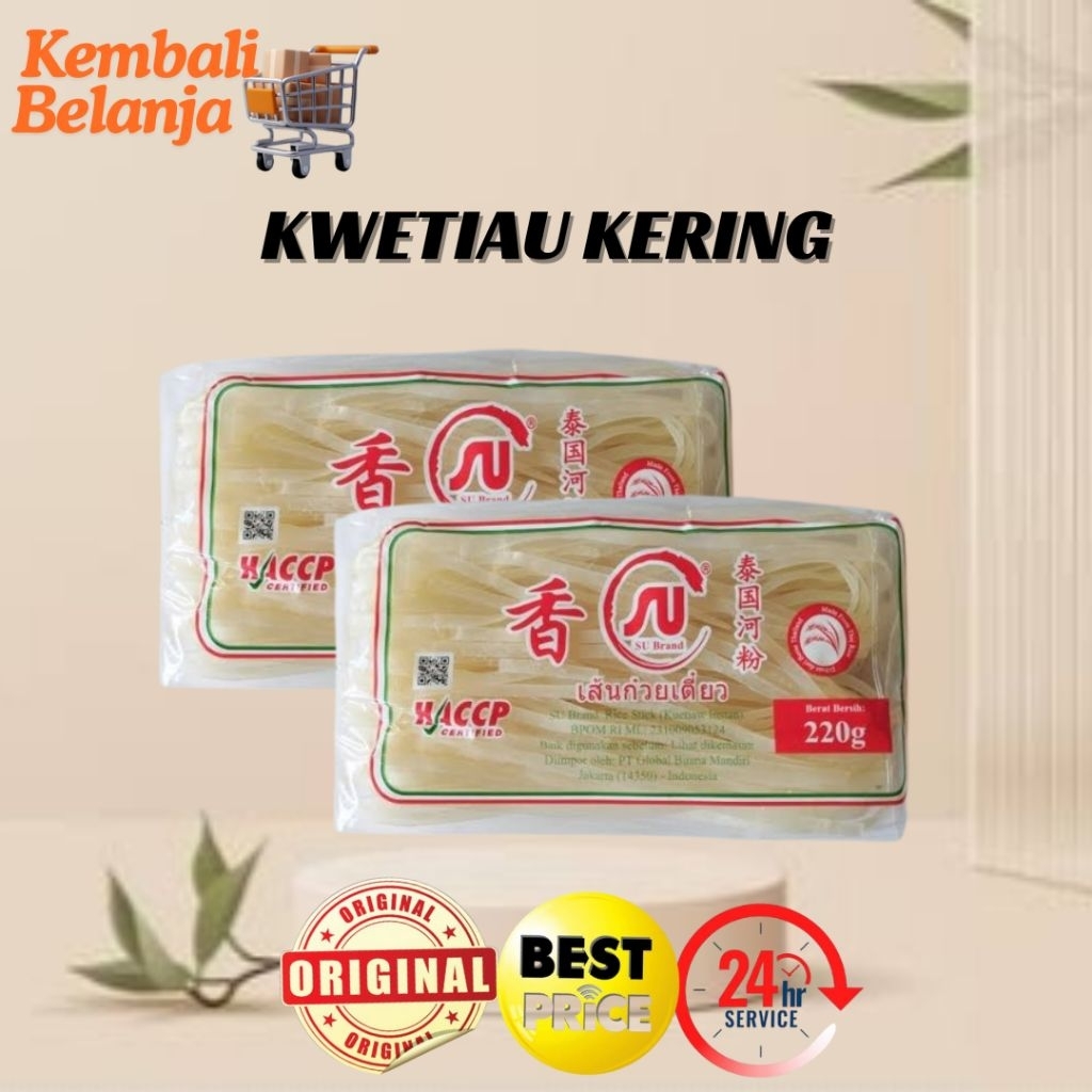 

Kwetiau Kering 220 Gram/ Kuetiaw Instan/ Kwetiaw Kering/ Mie Tiau/ Mi Tiao/ Kwetiaw
