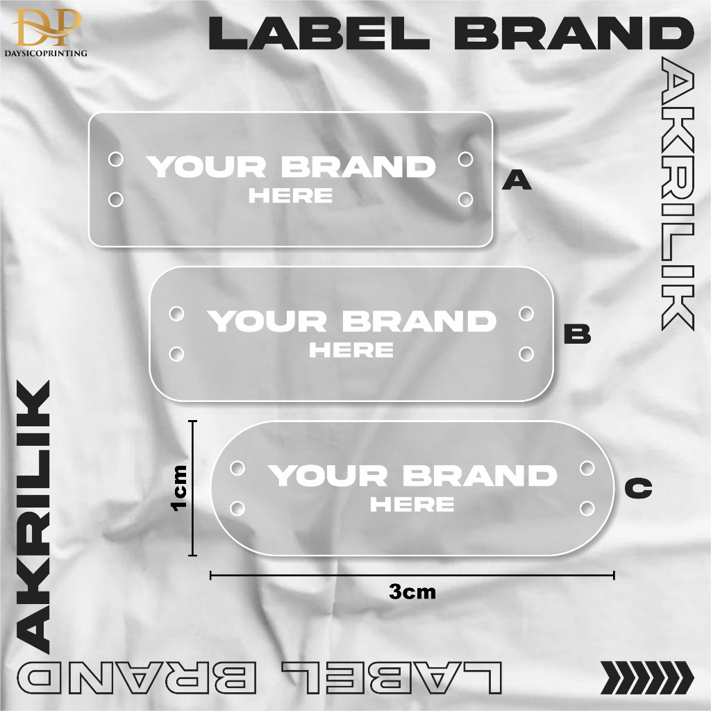 

LABEL BRAND AKRILIK CUSTOM MEWAH - LABEL BRAND ATASAN PREMIUM TRANSPARANT
