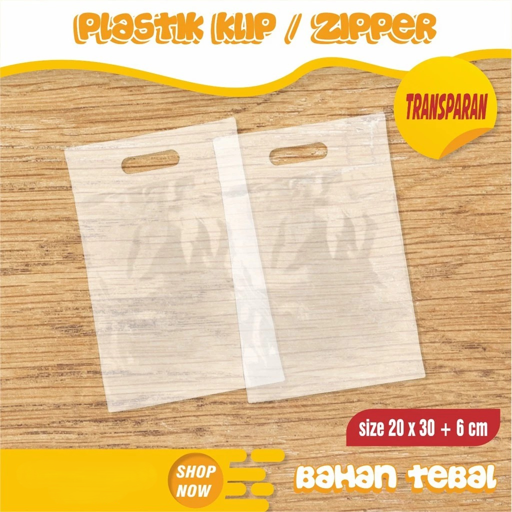 PLASTIK KLIP PLONG ZIPLOCK BESAR TRANSPARAN TEBAL ECER MURAH UKURAN 20x30+6 CM