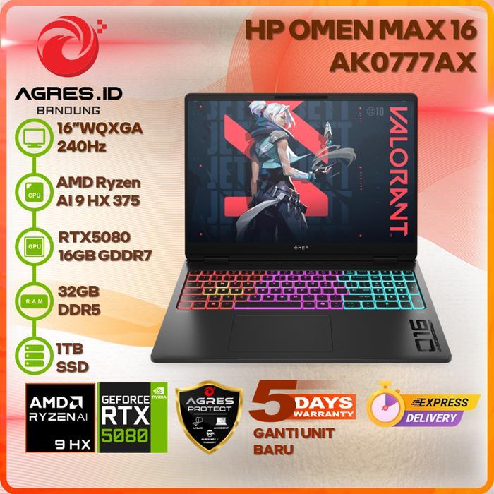 HP OMEN MAX 16 AK0777AX RYZEN AI 9 HX 375 RTX5080 32GB 1TB 16" WQXGA IPS 240HZ