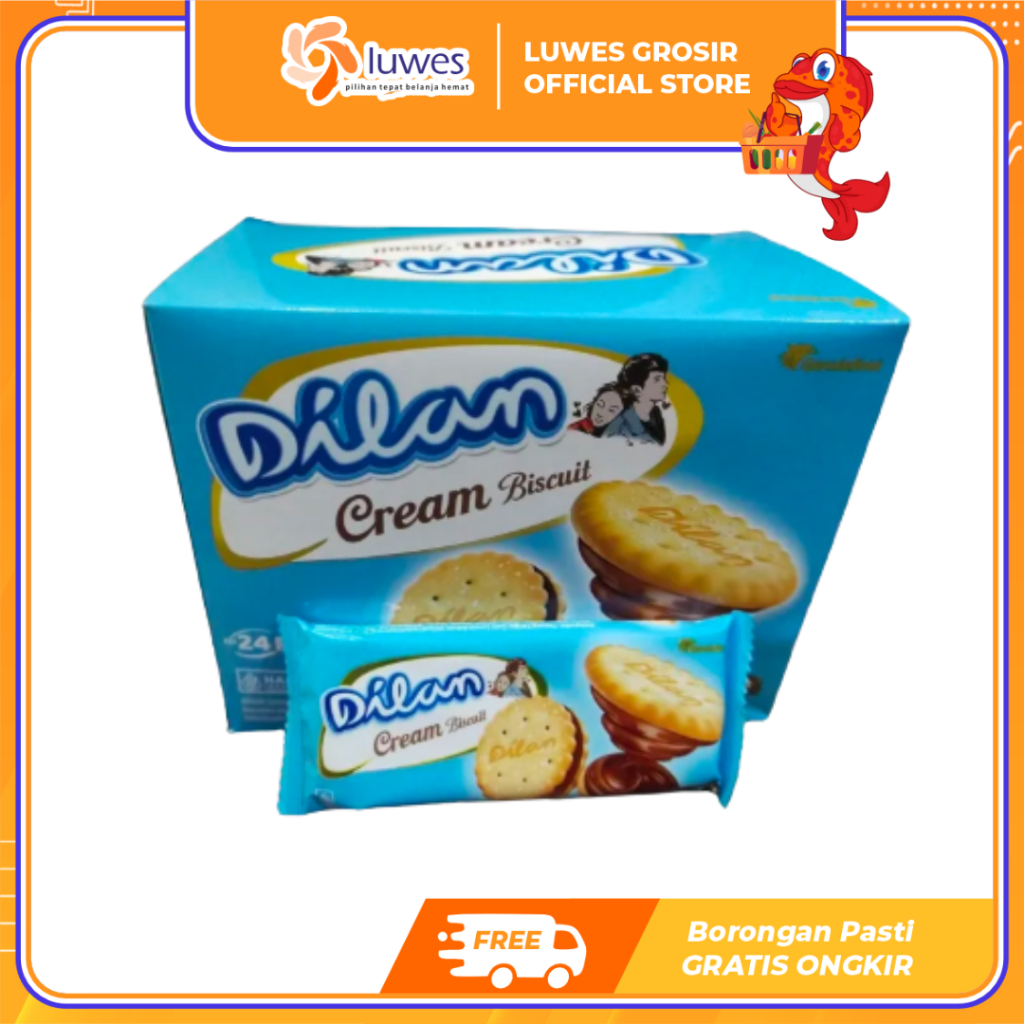 

[GROSIR] Dilan Cream Biscuit Chocolate 1 Box Isi 24pcs Biskuit Sandwich Krim Coklat Cokelat Murah