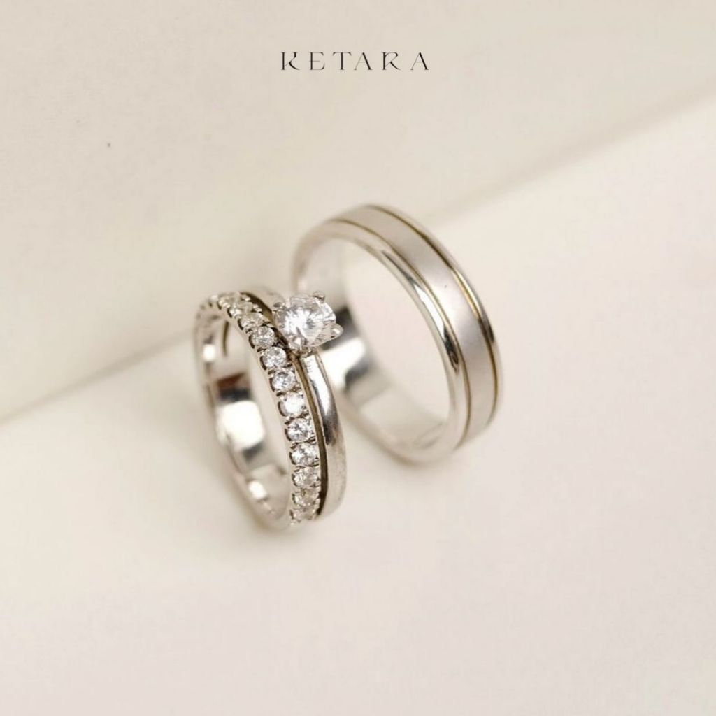 Cincin Kawin Tunangan Cincin Tunangan Cincin Couple Palladium  dan Gold