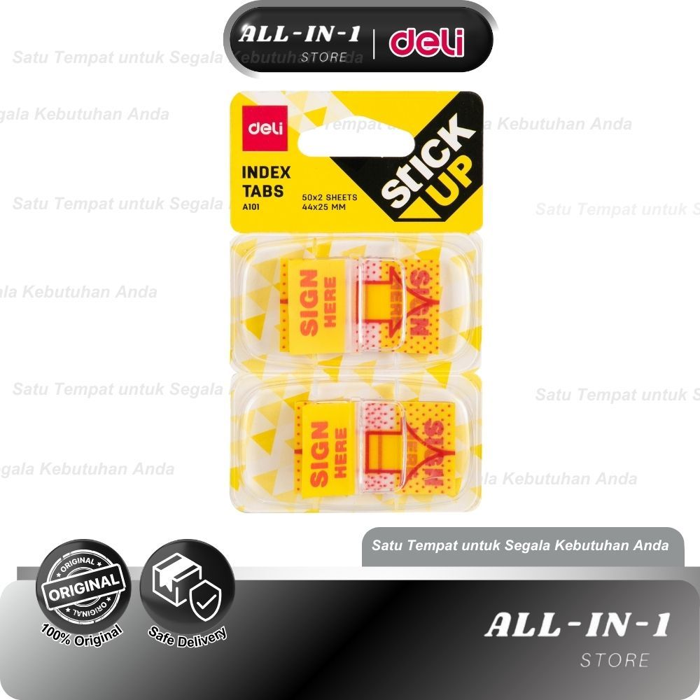 

Deli Index Tab Plastik Sign Here 43*12mm, 44*25mm [20 sheets/5 Warna] EA10101 EA11302