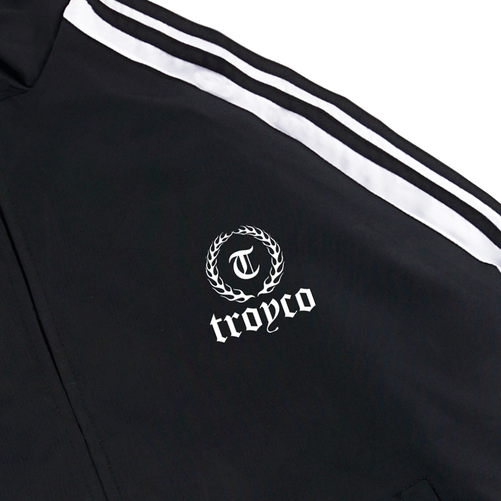 Troy Company Jacket Tracktop Black White Imperium - Jaket Tracktop Hitam Putih JTT 3309