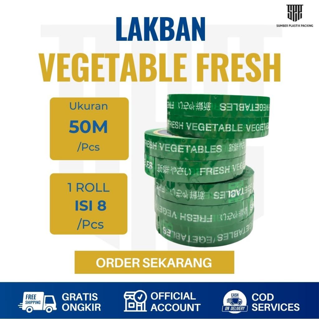 

Lakban Fresh Vegetables Ukuran 18MM X 50M Isolasi Toko Buah Sayur Warna Hijau Ukuran Real